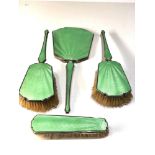 Antique silver and enamel brush and mirror set enamel wear