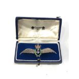 Boxed sterling silver and enamel pilots wings sweetheart brooch