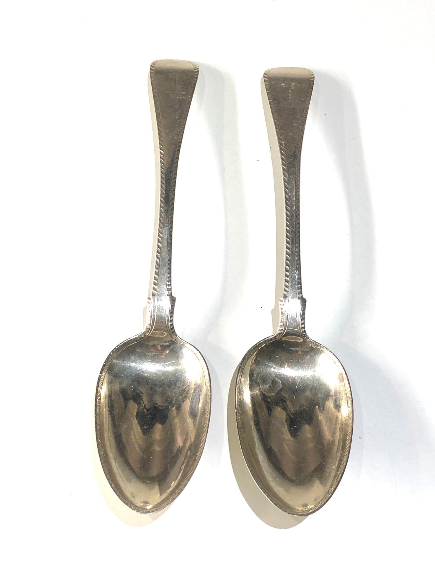 Pair of Irish Georgian silver table spoons each measures approx 22.2cm total weight 126g