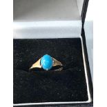 Vintage turquoise glass stone ring