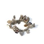 Vintage silver charm bracelet 62g