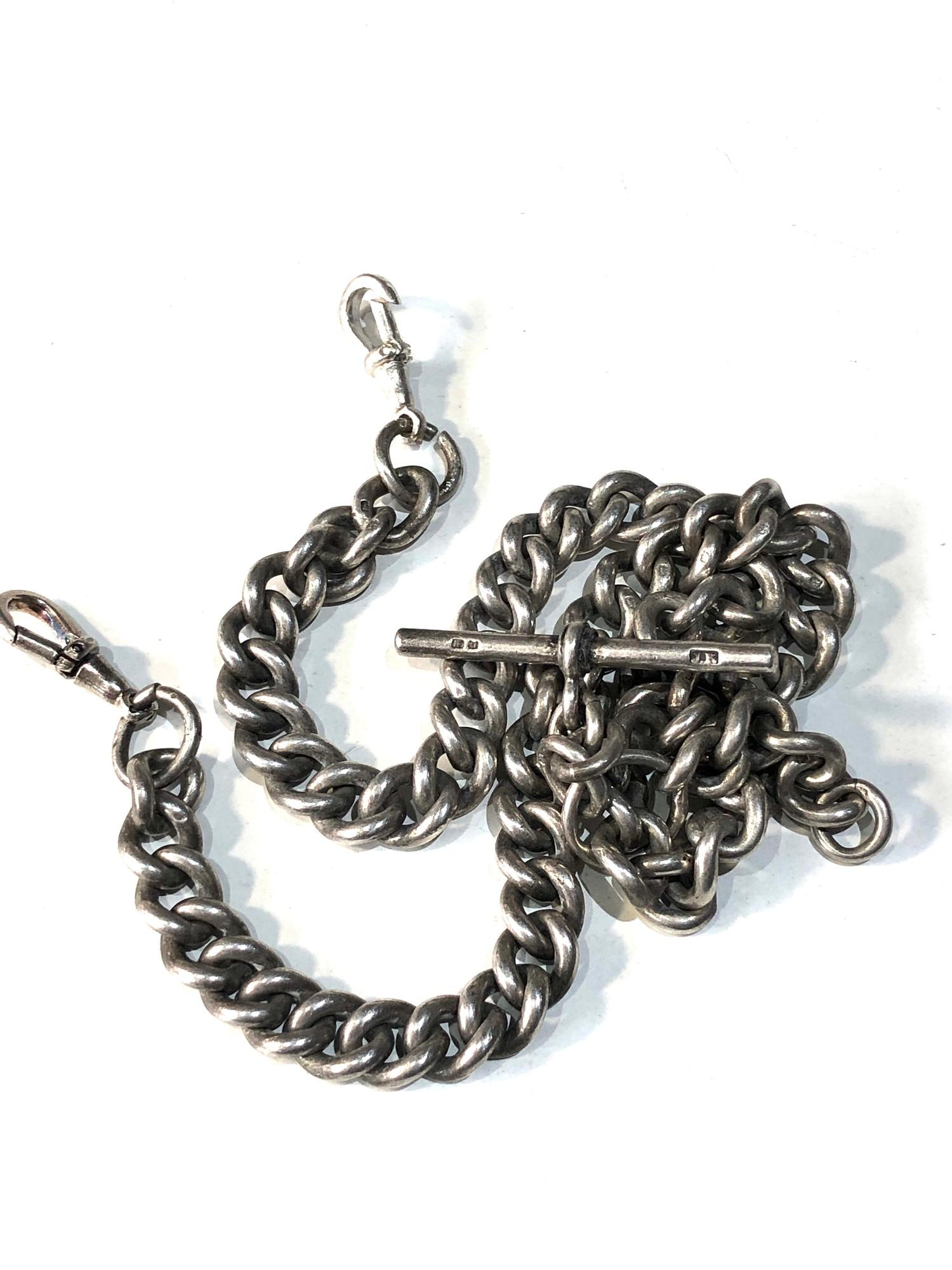 Antique silver double albert watch chain weight 70g - Image 3 of 3