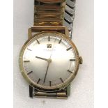 Vintage 9ct gold Mens Tissot wristwatch, back reads: Presented to F J Small in appreciation of 25