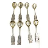 8, Swedish silver Sami wedding spoons by F.Olsson, approximate weight 97g