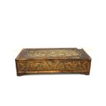 A fine carved and pierced ivory box with a drawer sliding from its side. possibly a pen box. India