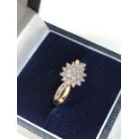 9ct gold diamond ring .25ct diamonds size L weight 2.2g