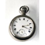 Large open faced pocket watch by American Waltham watch Co silverode case measures approx 59mm dia