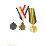 WW1 1914-1915 medal trio and ribbons named 49356 GNR A B Pickett RGA