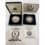 2 Boxed silver proof Malta coins with certificates, 25th anniversary of independence, university