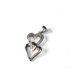 9ct white gold diamond entwined heart pendant measures approx 2.7cm drop by 1.1cm wide weight 1.8g