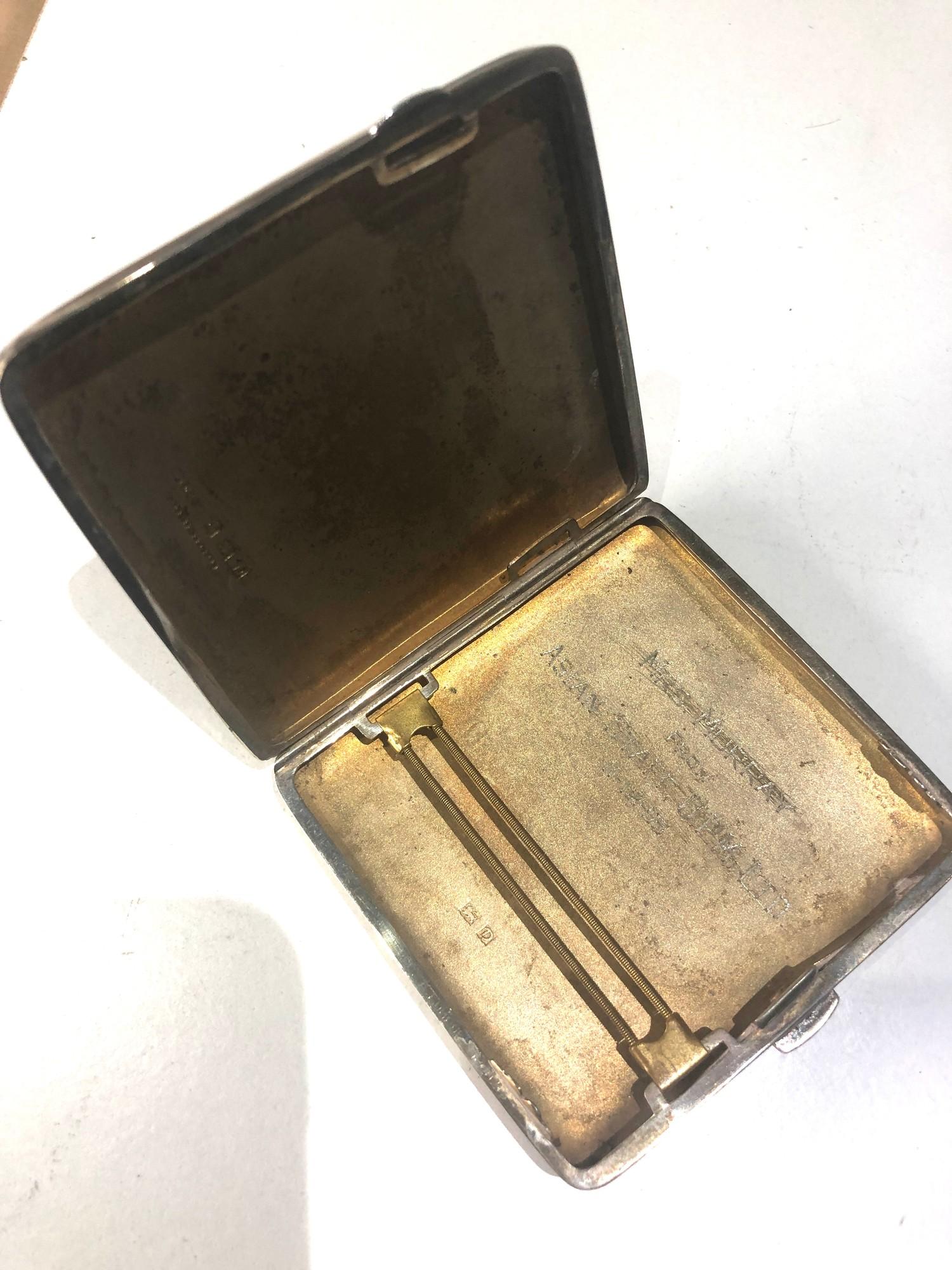 Antique silver engine turned cigarette case Birmingham silver hallmarks weight 97g - Image 3 of 4