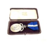 Hallmarked silver boxed masonic hospital medal, named W Bro F J C Seymour