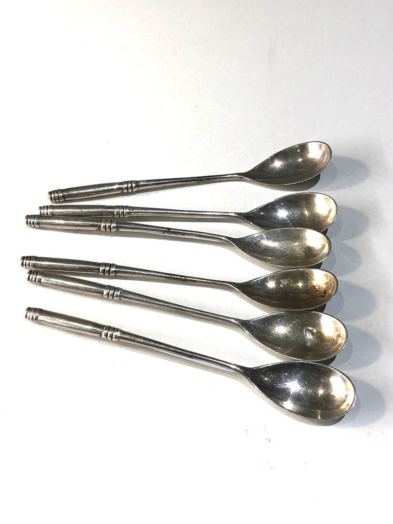 Set of 6 antique dutch silver coffee spoons dutch sword hallmarks each measures approx 10.5cm long - Image 2 of 3