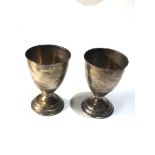 2 antique silver goblets measure approx 10.5cm tall 7cm dia total weight 170g age related marks