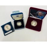 3 cased sterling and .999 silver proof coins, with certificates