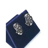 14ct white gold diamond earrings measure approx 16mm drop weight 3.5g