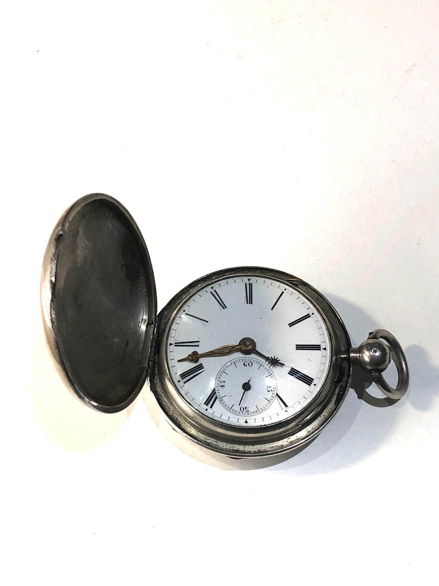 Antique verge Fusee silver full hunter pocket watch the watch is full wound and does not tick the - Image 8 of 10