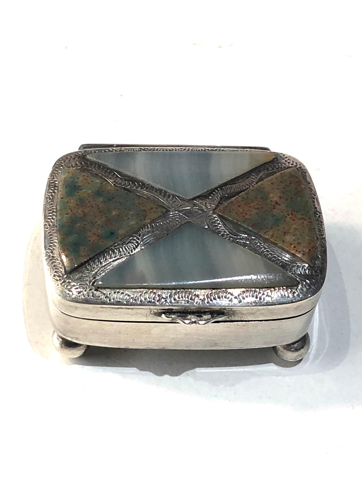 Scottish silver and hard-stone set pill box in good condition not hallmarked but tested as silver