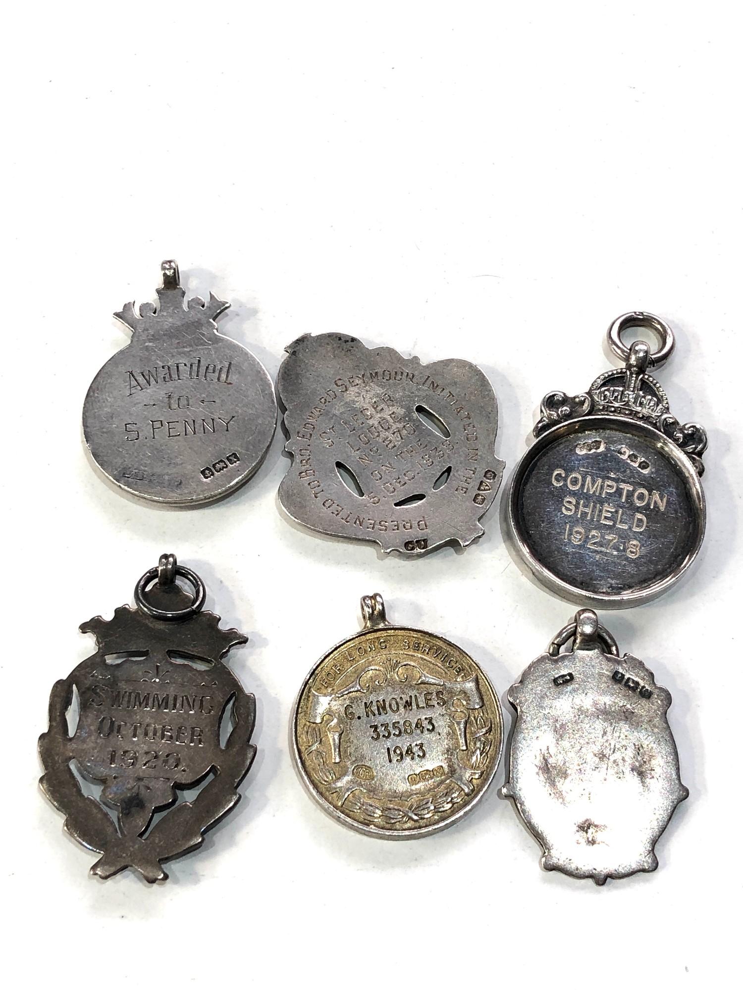 6 antique silver watch chain fobs - Image 3 of 3