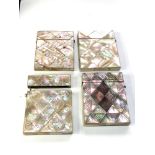 Selection of antique mother of pearl card case 1 has lid damaged age related wear and marks
