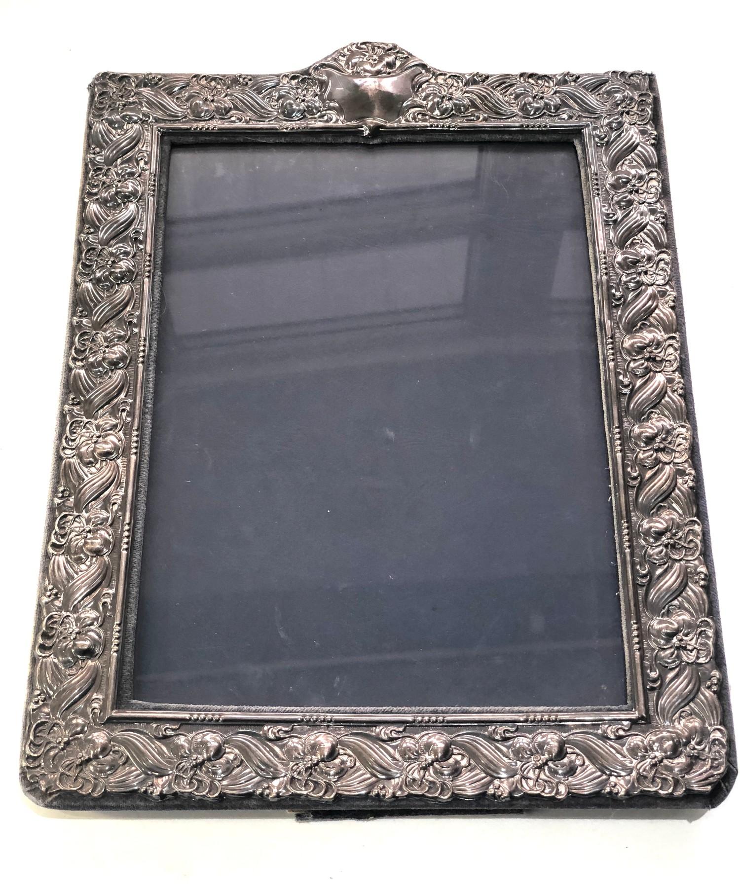 Large Vintage silver picture frame measures approx 36cm by 27cm wide london silver hallmarks