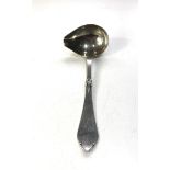Antique silver continental sauce ladle measures approx 18cm by 7cm wide weight 56g