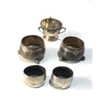 Selection of silver items includes 2 Victorian pairs of salt pots etc total weight 160g