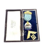 Boxed hallmarked silver and enamel masonic lodge jewel, Queensway Lodge 7157
