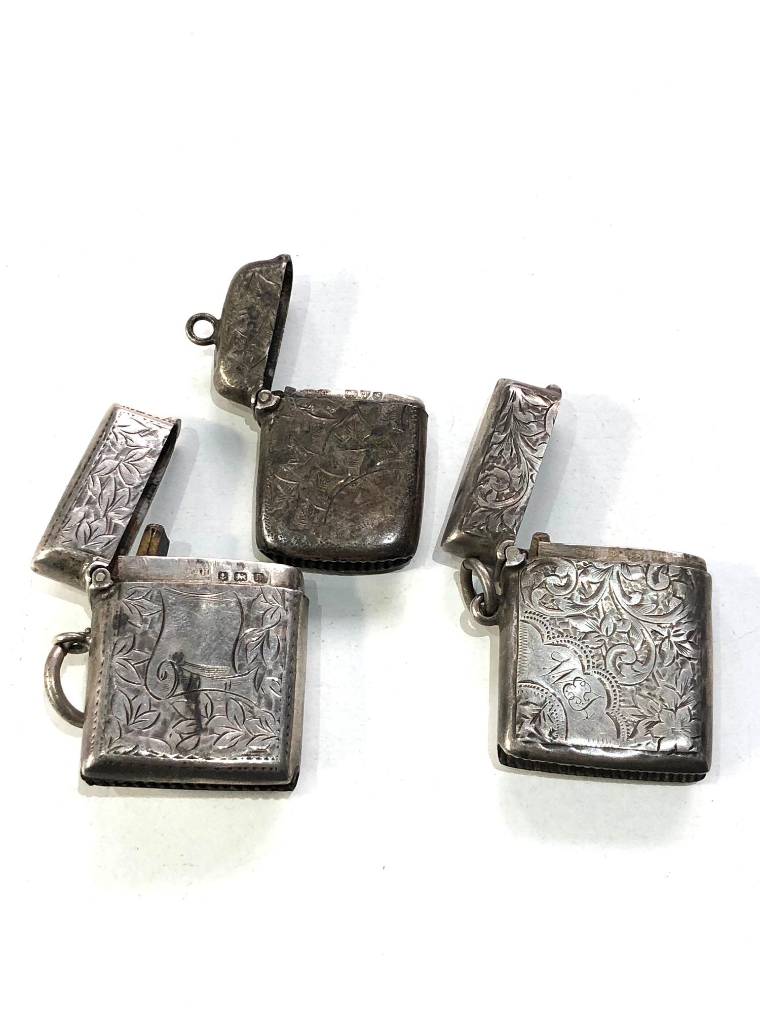 3 antique silver vesta / match strikers - Image 2 of 3