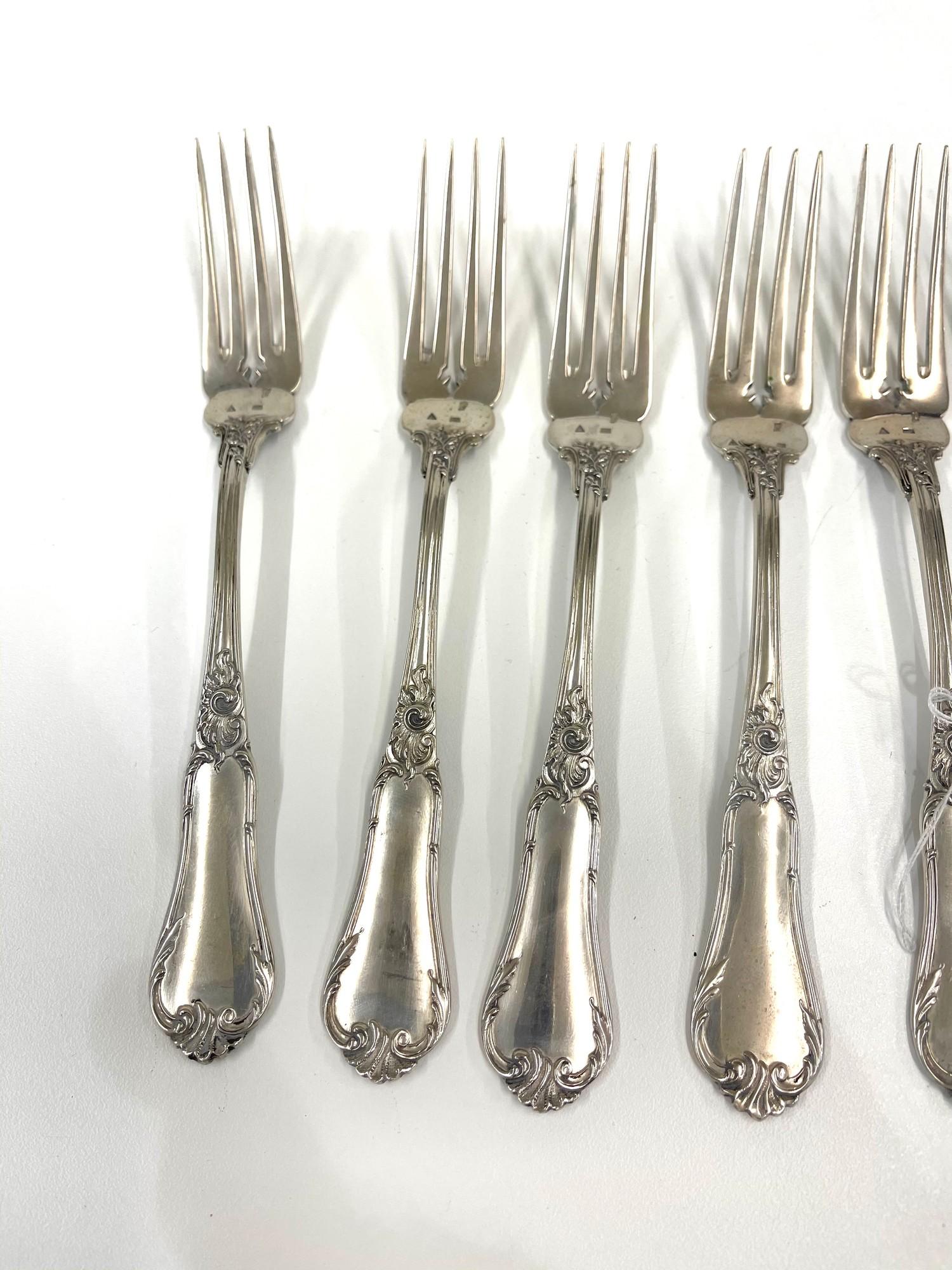 Set of Dutch silver fish knives and forks ornate floral design with Dutch silver hallmarks knives - Image 2 of 3