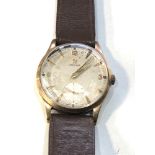 Vintage gents 9ct gold Omega wristwatch cal 266 case measures approx 33mm dia in good used condition