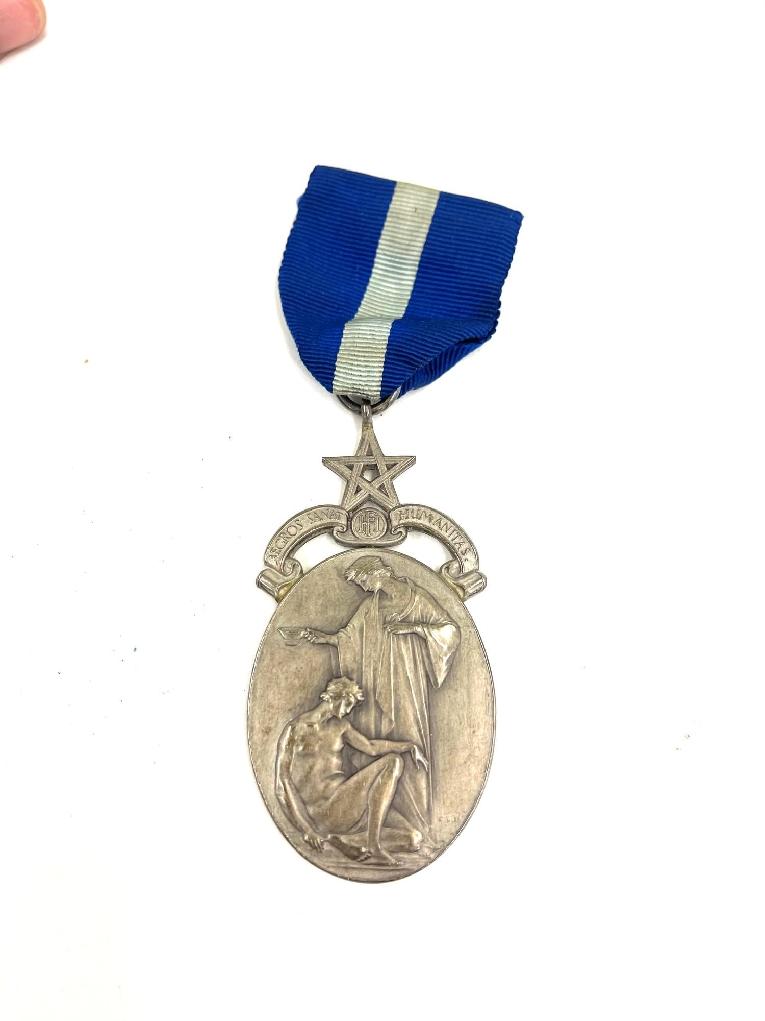Boxed hallmarked silver masonic hospital Masonic medal, named W Bro Captain E G Crawley - Image 2 of 3
