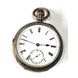 Silver open faced pocket watch case measures approx 51mm dia watch is in good age related