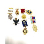 7 Masonic R A O B jewels, including Chapter jewel and Steward