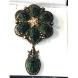 Large Victorian 18ct gold scarab beetle pendant / brooch measures approx 7cm drop by 4cm wide in