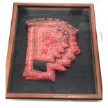 19th century textile in frame the textile measures approx 26cm by 21cm please see images for details