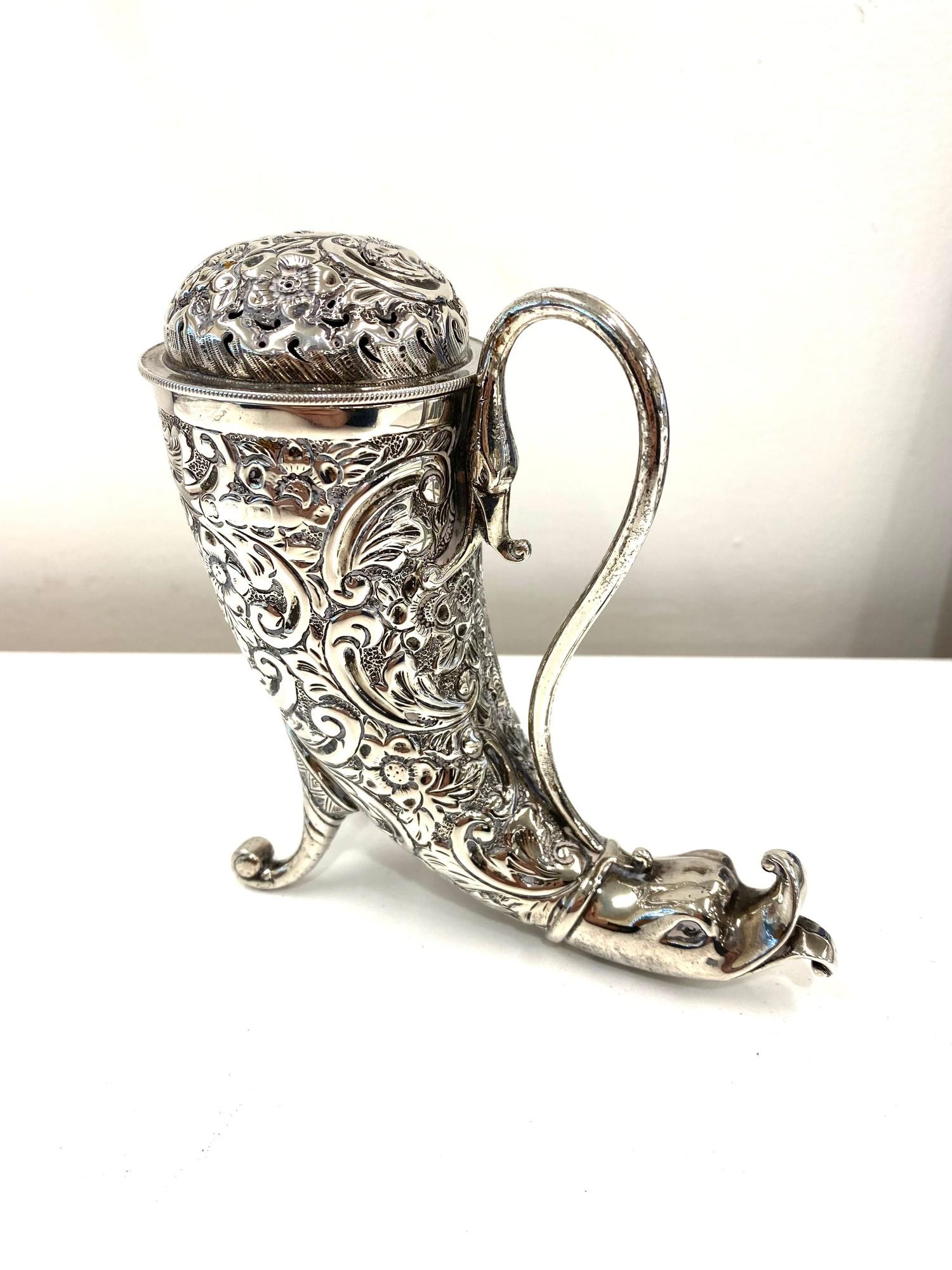 Hallmarked silver horn shape decorative sifter, approximate weight: 156g - Image 3 of 6