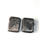 2 antique silver vesta/ match strikers