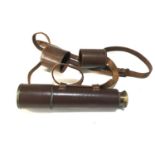 Antique / vintage brass telescope 3 draw in leather case named N&B Ltd London field C&S 25x in