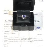 Fine platinum Diamond and Tanzanite ring tanzanite 2.0ct 7.5mm total ct of stones 2.250