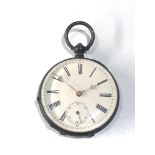 Silver open faced pocket watch case measures approx 45mm dia watch is in good age related