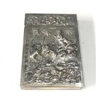 Antique scenic indian silver card case measures approx 10cm by 6.6cm weight 115g Ert tested as 800