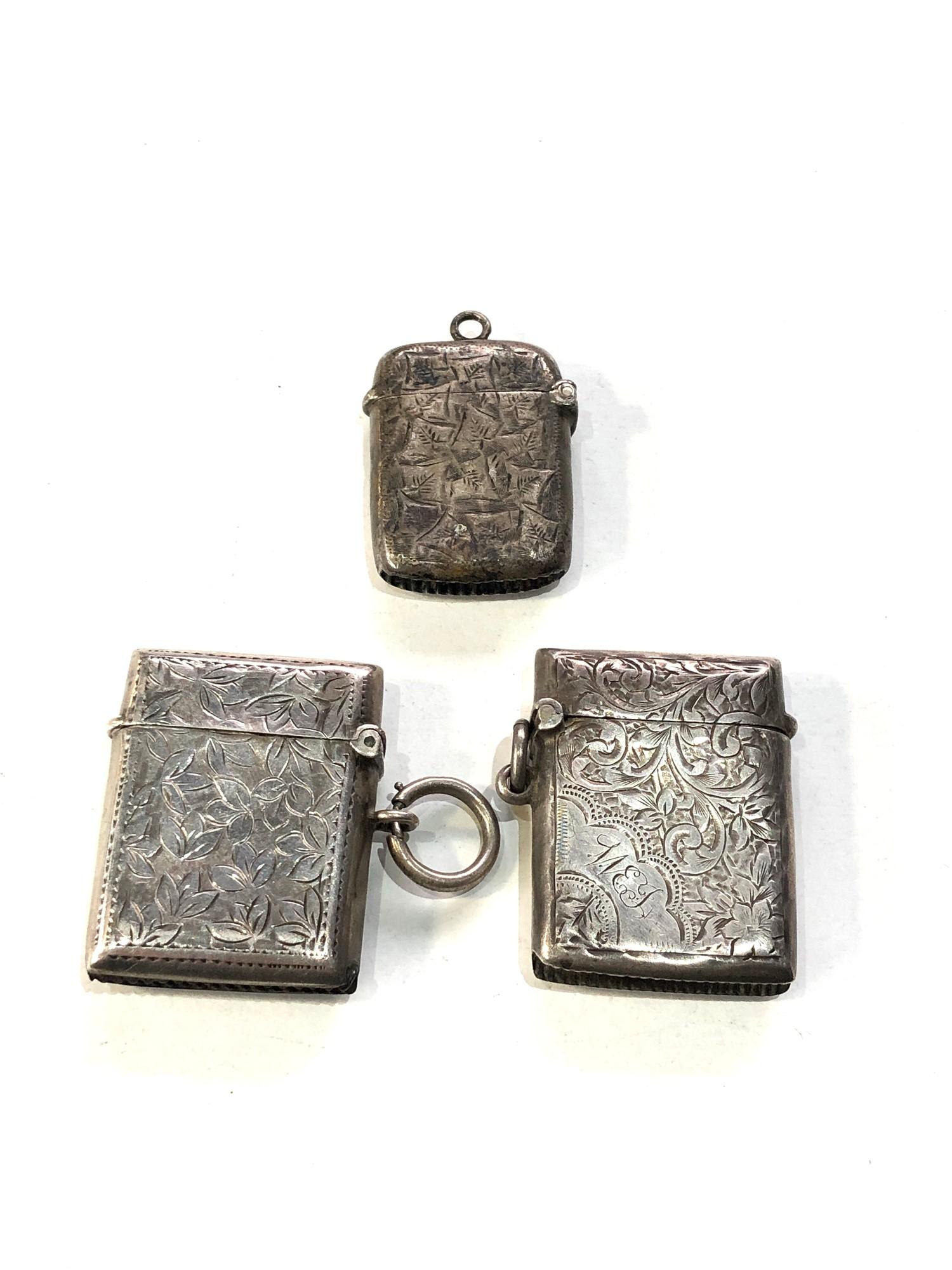 3 antique silver vesta / match strikers