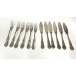 Set of Dutch silver fish knives and forks ornate floral design with Dutch silver hallmarks knives
