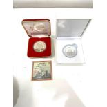 2 Boxed silver proof coins, 1986 Singapore $10 with certificate, 999 Gibraltar Silver sovereign coin