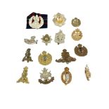 15 Military cap badges including WW1, WW2, Scottish King Edwards horse etc