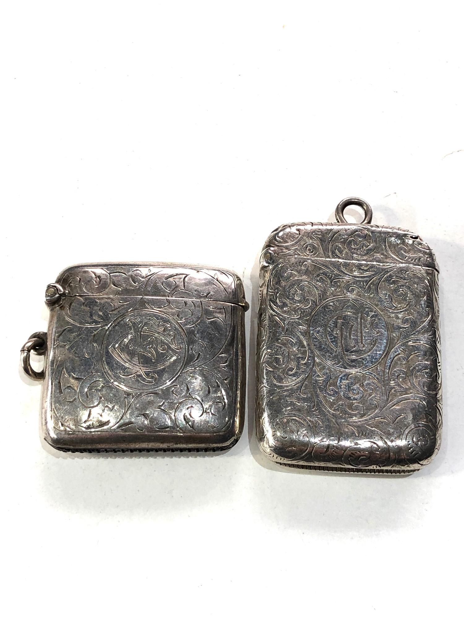 2 Antique silver vesta / match strikers