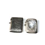 2 antique silver vesta / match strikers