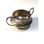 Vintage Hallmarked celtic design sterling silver sugar bowl measures approx 12.5cm handle to