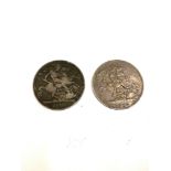 2 Victorian silver crown coins, 1889, 1900